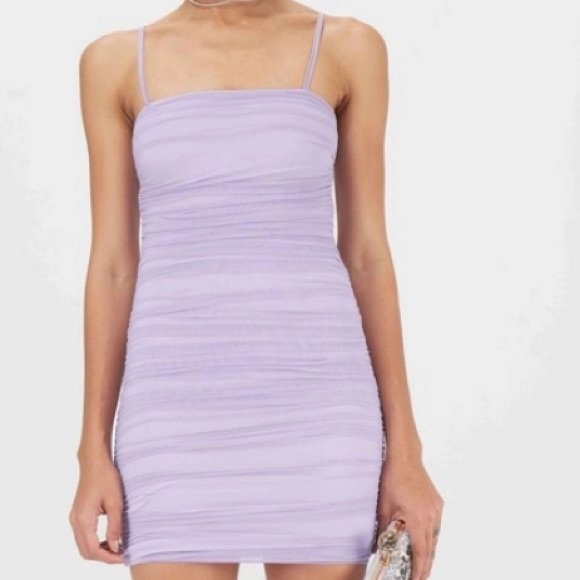 PrettyLittleThing Dresses & Skirts - Lavender Ruche Mesh Bodycon Dress